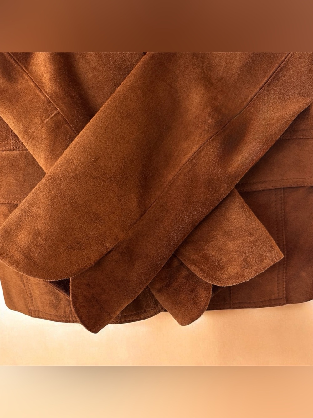 🛍️SALE🛍️ Bernardo Women’s Cognac Brown Suede Genuine Leather Blazer Jacket - Picture 8 of 8